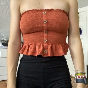 rust button tube top